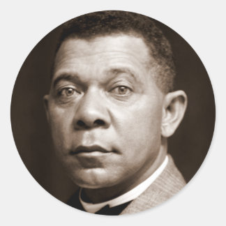 Pegatina Redonda Booker Washington: Educador afroamericano