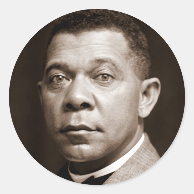 Pegatina Redonda Booker Washington: Educador afroamericano (Anverso)