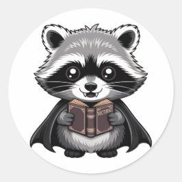 Pegatina Redonda Bookish Vampire Raccoon Gothic