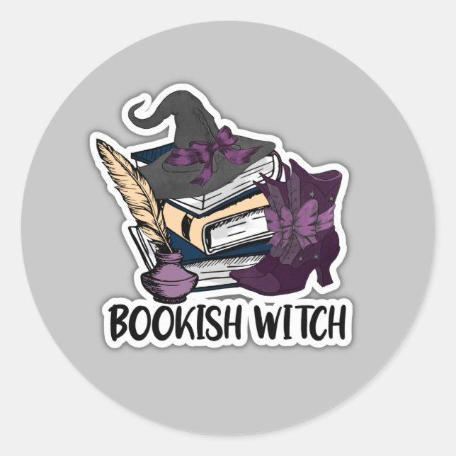 Pegatina Redonda Bookish Witch (Anverso)