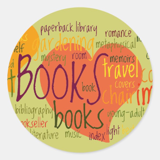 Pegatina Redonda Booklovers Heart Bookplate (Anverso)