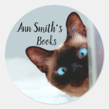 Bookplate al Personalizar Funny Peeking Cat