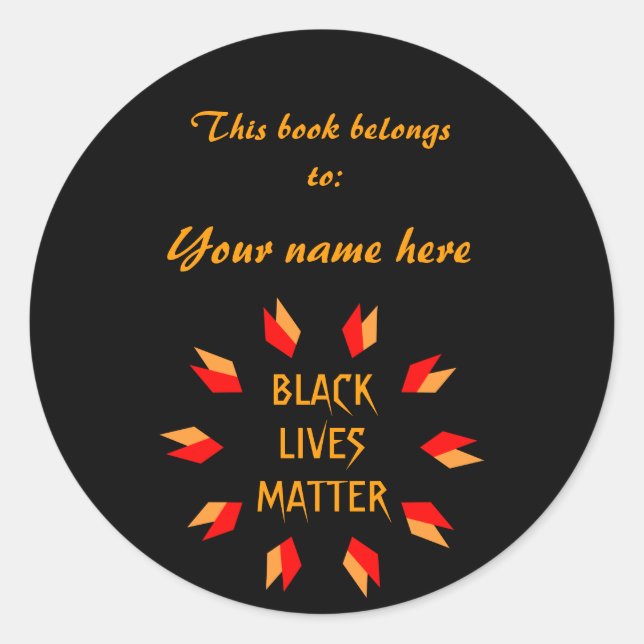 Pegatina Redonda Bookplate de Black Lives Matter (Anverso)