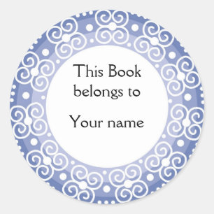 Pegatina Redonda Bookplates personalizados:: Remolinos y puntos
