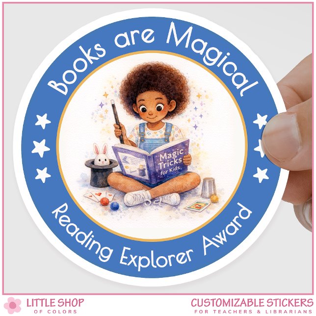 Pegatina Redonda Books are Magical Reading Explorer Award (Subido por el creador)
