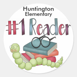 Pegatina Redonda Bookworm Star Reader - SRF