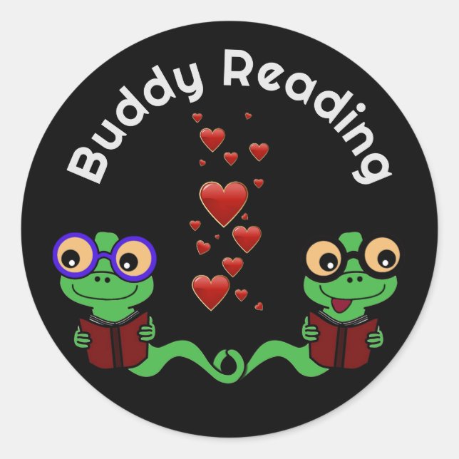 Pegatina Redonda Bookworms Buddy Reading (Anverso)