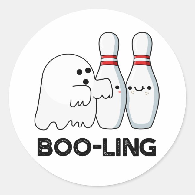 Pegatina Redonda Booling Cute Halloween Boween Ghost Pun (Anverso)