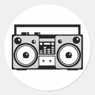 Pegatina Redonda Boom Box