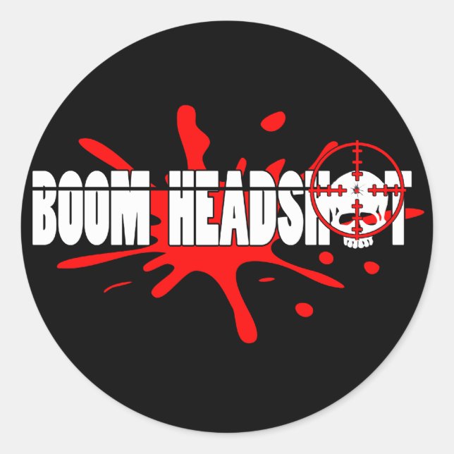 Pegatina Redonda Boom Headshot (Anverso)