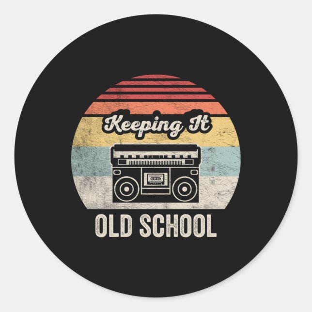 Pegatina Redonda Boombox Keeg It Old School Boombox (Anverso)