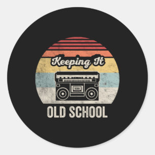 Pegatina Redonda Boombox Keeg It Old School Boombox