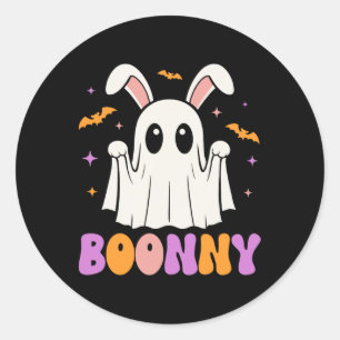 Pegatina Redonda Boonny Cute Bunny Ghost Halloween Halloween Hombre