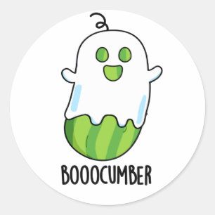 Pegatina Redonda Booocumber Funny Ghost Cucumber Pun
