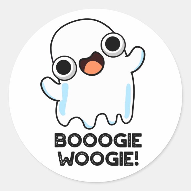 Pegatina Redonda Booogie Woogie Funny Music Ghost Pun (Anverso)