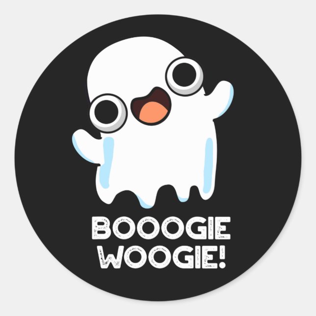 Pegatina Redonda Booogie Woogie Funny Music Ghost Pun Dark BG (Anverso)