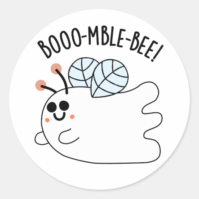 Pegatina Redonda Booomble Bee Funny Ghost Bee Pun (Anverso)