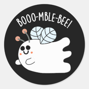 Pegatina Redonda Booomble Bee Funny Ghost Bee Pun Dark BG
