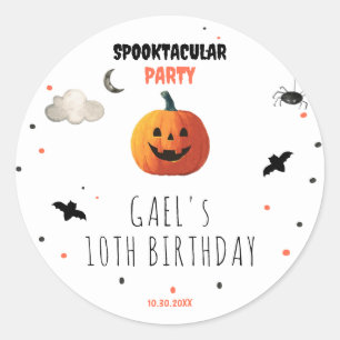 Pegatina Redonda Booquis fantasmagórico niños cumpleaños Halloween