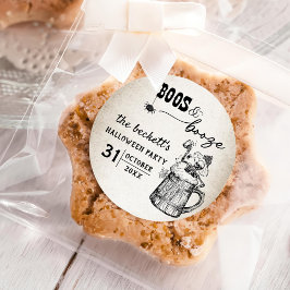 Pegatina Redonda Boos y Booze Fantasma Halloween Party