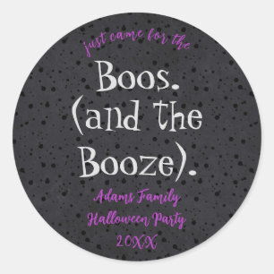 Pegatina Redonda Boos y Booze Pegatinas del Partido Halloween para