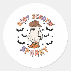 Pegatina Redonda Boot Scoot Spooky Funny Western Halloween Cowboy G