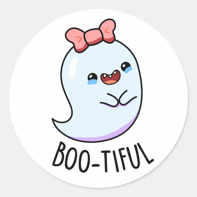 Pegatina Redonda Bootious Funny Girly Halloween Ghost Pun (Anverso)