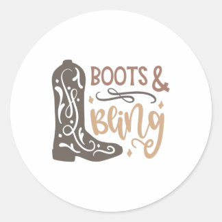 Pegatina Redonda Boots and Bling