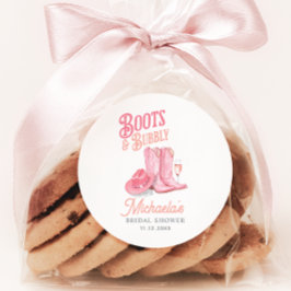 Pegatina Redonda Boots & Bubbly Western Cowgirl Pink Brillain