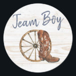 Pegatina Redonda Boots en el país o brotes de género revelan a Team<br><div class="desc">Boots en el país o golpes de género revelan Pegatina de equipo</div>