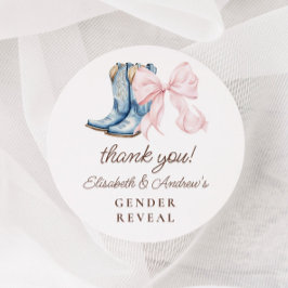 Pegatina Redonda Boots or Bows Revelación de Género Gracias Pegatin