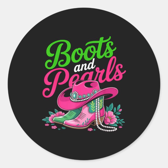 Pegatina Redonda Boots To The Ground Nk Cowgirl  (Anverso)