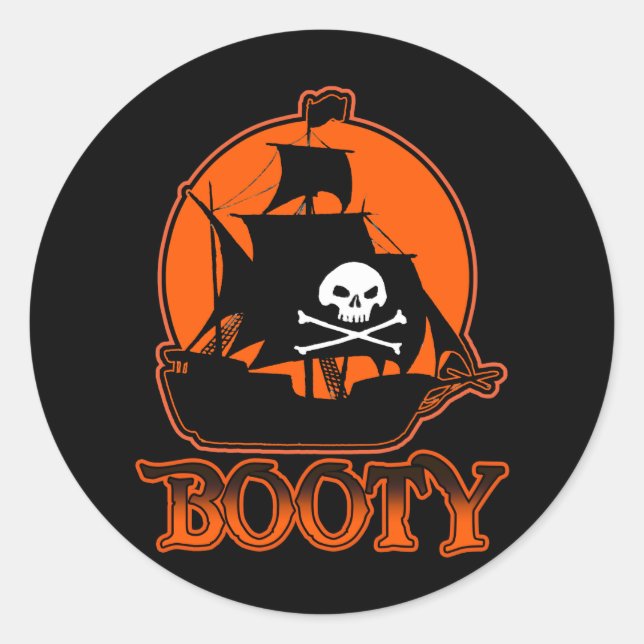 Pegatina Redonda Booty pirata de Halloween (Anverso)
