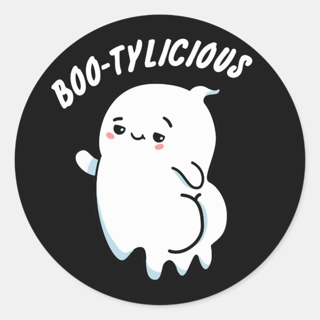 Pegatina Redonda Bootylicious Funny Ghost Pun (Anverso)