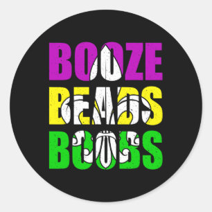 Pegatina Redonda Booze Bolas de Mama Mardi Gras Mujeres Hombres Adu