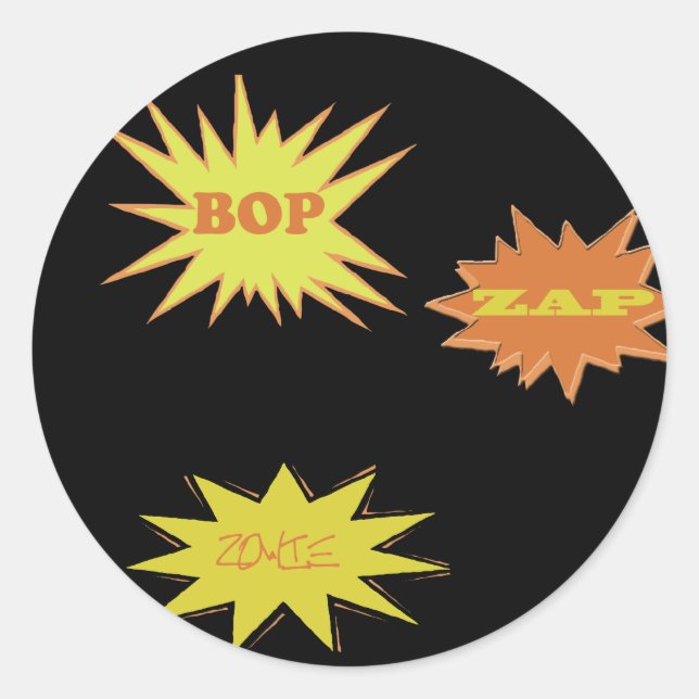 PEGATINA REDONDA BOP ZAP ZOWIE RETRO (Anverso)