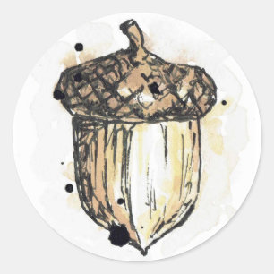 Pegatina Redonda Bordador con una bellota