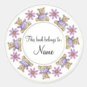 Pegatina Redonda Borde de diseño de peluche