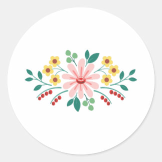 Pegatina Redonda Borde de flor floral
