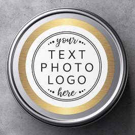 Pegatina Redonda Borde de gradiente dorado logo personalizado foto 