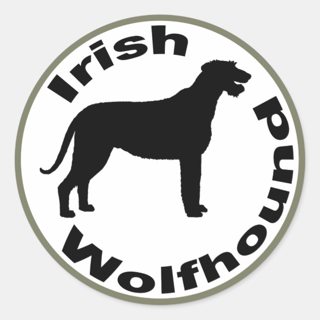 Pegatina Redonda Borde del círculo del lobo irlandés (Anverso)
