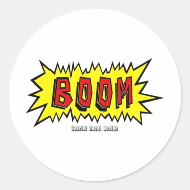 Pegatina Redonda Borde del Personalizado Boom (Anverso)