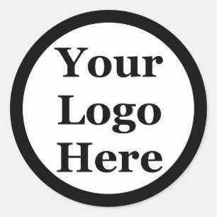 Pegatina Redonda Borde negro tu logotipo aquí