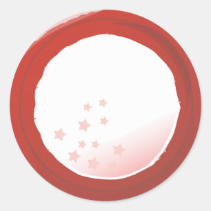 Pegatina Redonda Borde Rojo Desgastado con Estrellas Tenues 4 de Ju