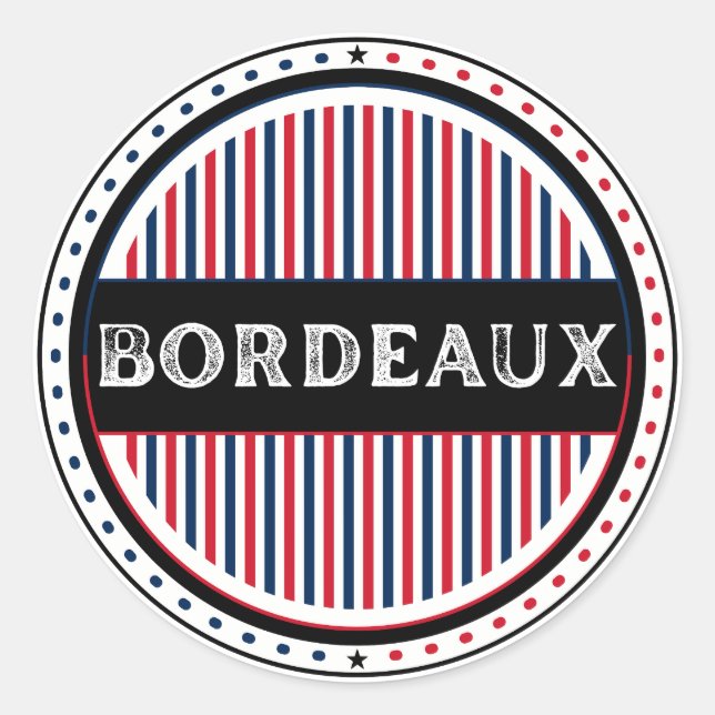 Pegatina Redonda Bordeaux City Pride Emblem – French Identity (Anverso)