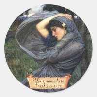 "Boreas" J. W. Waterhouse Pre Raphaelite Bookplate
