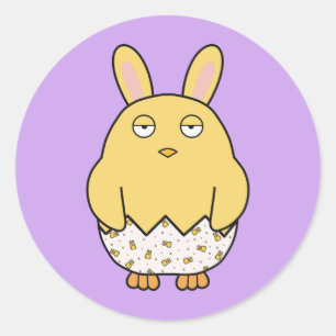 Pegatina Redonda Bored Bunny Chick