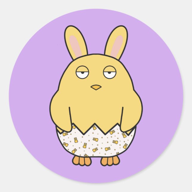 Pegatina Redonda Bored Bunny Chick (Anverso)