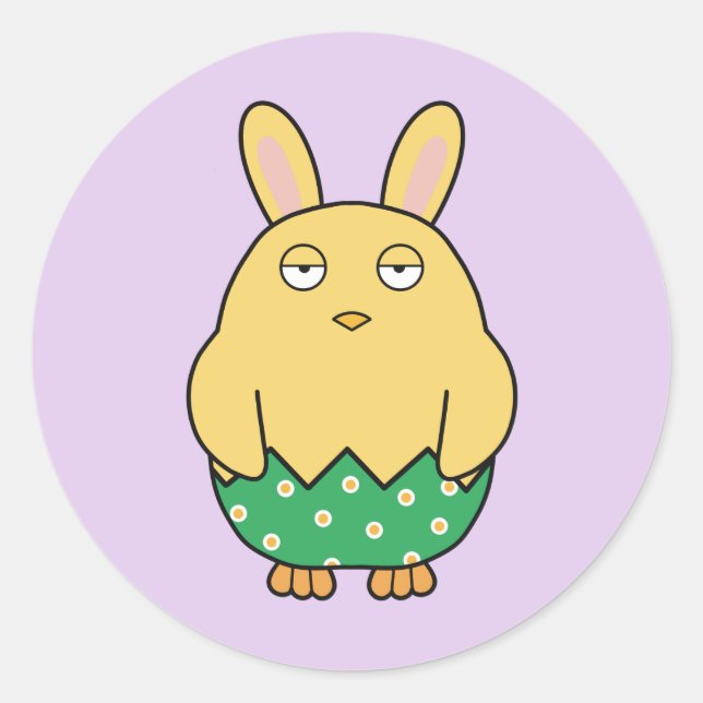 Pegatina Redonda Bored Bunny Chick 02 (Anverso)