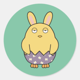 Pegatina Redonda Bored Bunny Chick 03